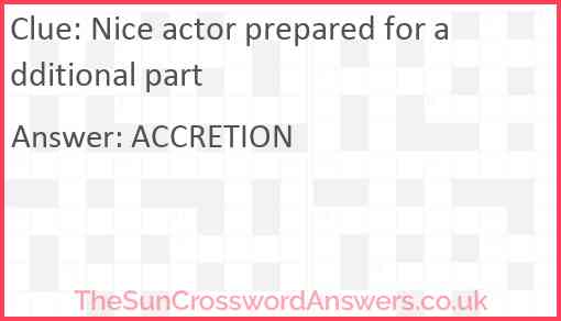 Nice actor prepared for additional part Answer