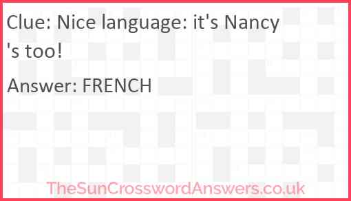 Nice language: it's Nancy's too! Answer