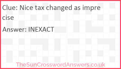 Nice tax changed as imprecise Answer