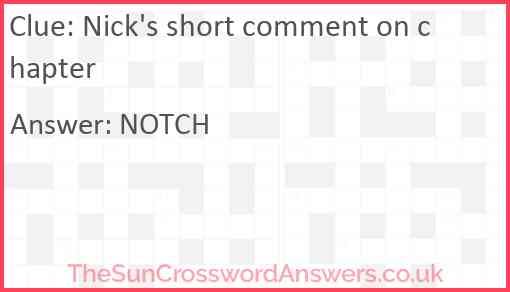 Nick's short comment on chapter Answer