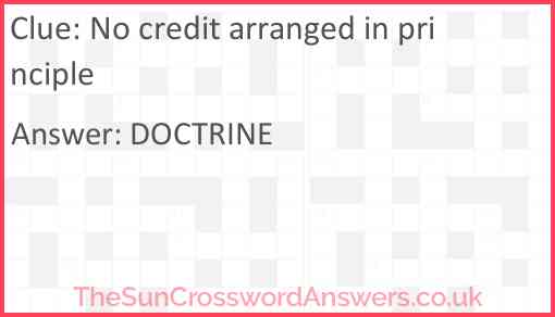 No credit arranged in principle crossword clue TheSunCrosswordAnswers