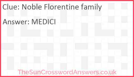 Noble Florentine family Answer