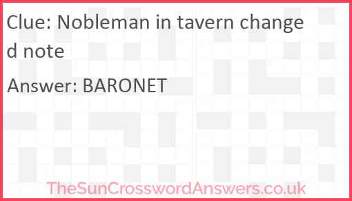 Nobleman in tavern changed note Answer