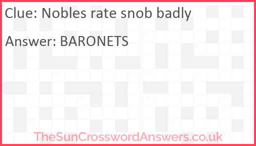 Nobles rate snob badly Answer