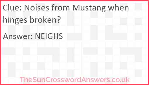 Noises from Mustang when hinges broken? Answer