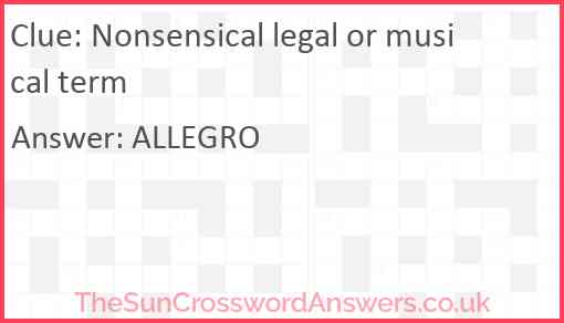 Nonsensical legal or musical term Answer