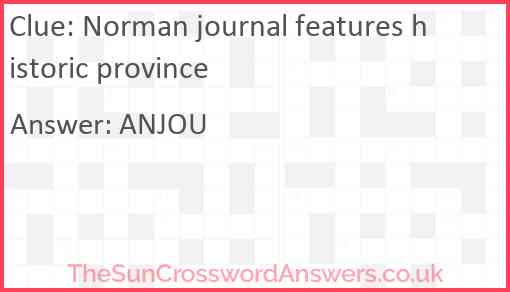 Norman journal features historic province Answer
