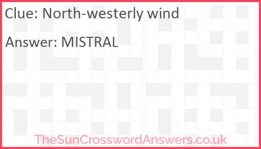 North-westerly wind Answer