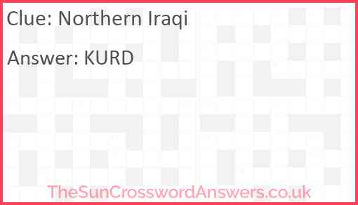 Northern Iraqi crossword clue TheSunCrosswordAnswers co uk