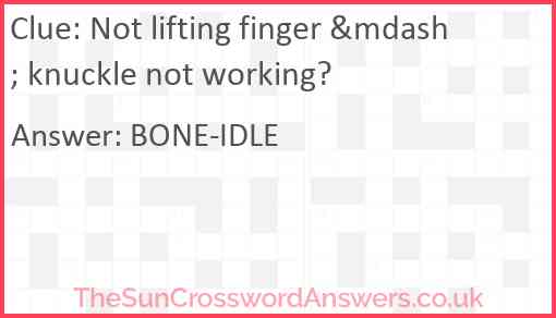 Not lifting finger &mdash; knuckle not working? Answer