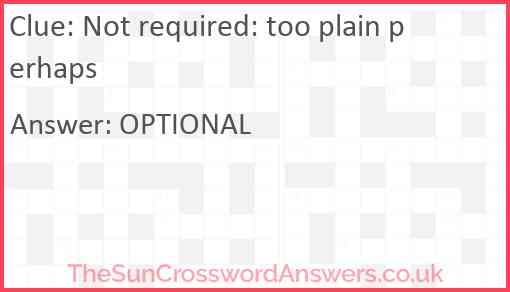 Not required: too plain perhaps Answer
