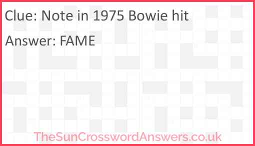 Note in 1975 Bowie hit Answer