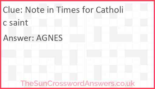 Note in Times for Catholic saint Answer