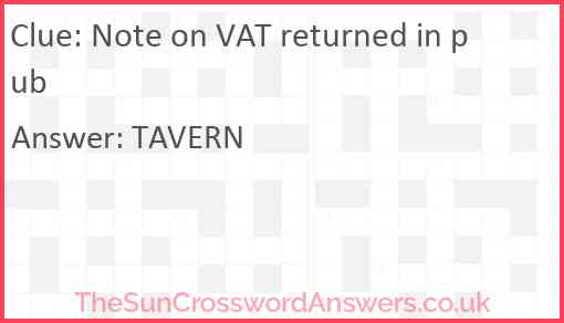 Note on VAT returned in pub Answer