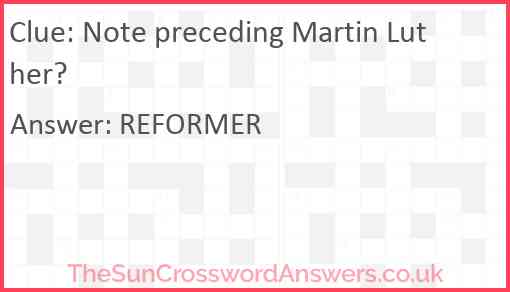 Note preceding Martin Luther? Answer