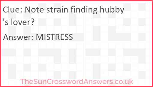 Note strain finding hubby's lover? Answer