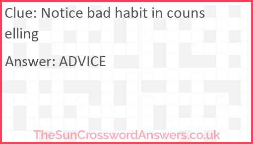 Notice bad habit in counselling Answer