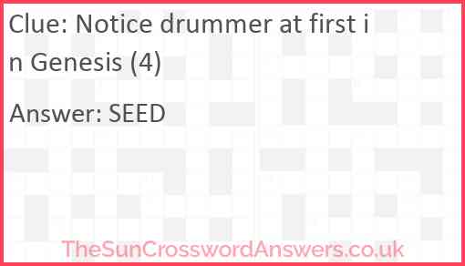 Notice drummer at first in Genesis (4) Answer