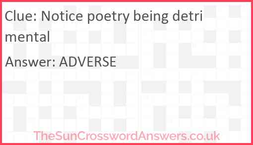 Notice poetry being detrimental Answer