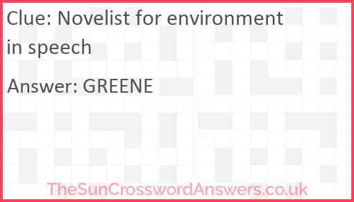 Novelist for environment in speech Answer