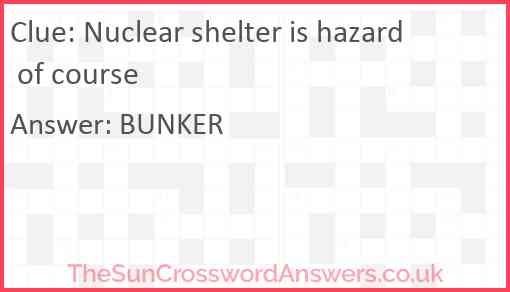 Nuclear shelter is hazard of course Answer