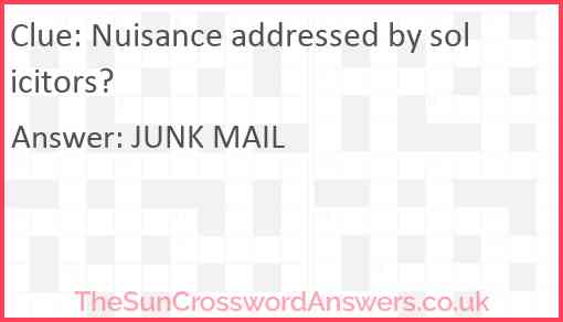 Nuisance addressed by solicitors? Answer
