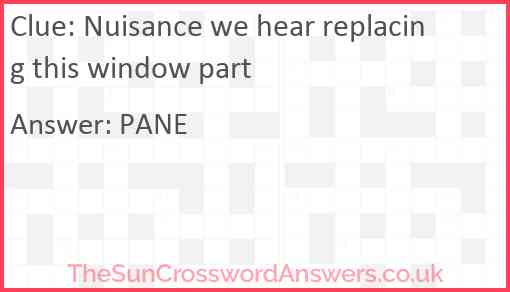 Nuisance we hear replacing this window part Answer