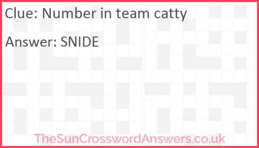 Number in team catty Answer