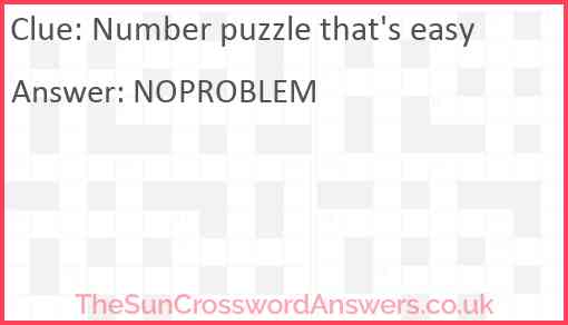 Number puzzle that's easy Answer
