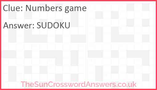 Numbers game Answer