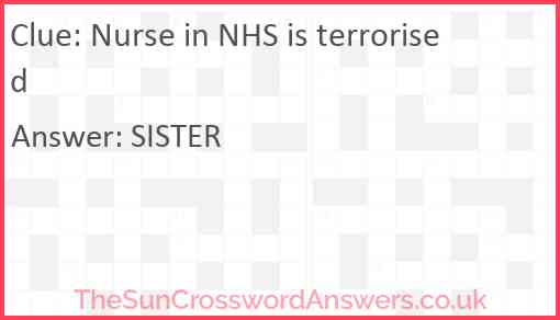 Nurse in NHS is terrorised Answer