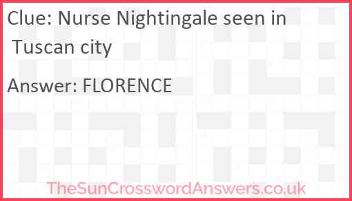 Nurse Nightingale seen in Tuscan city Answer