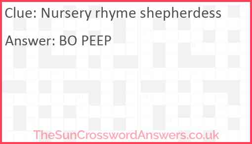 Nursery rhyme shepherdess Answer