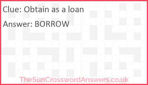 Obtain as a loan Answer