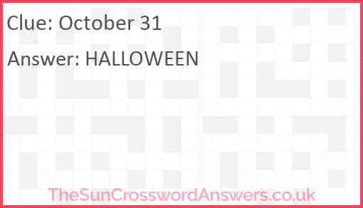 October 31 Answer