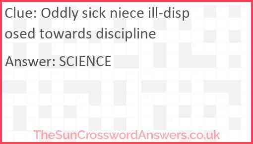 Oddly sick niece ill-disposed towards discipline Answer