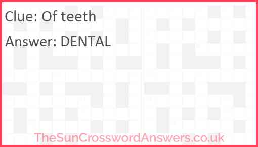 Of teeth Answer