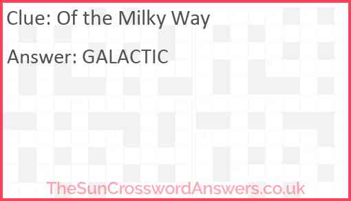 Of the Milky Way Answer