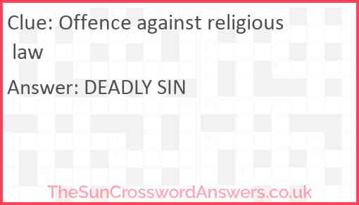 Offence against religious law Answer