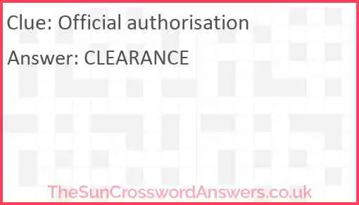 Official authorisation Answer