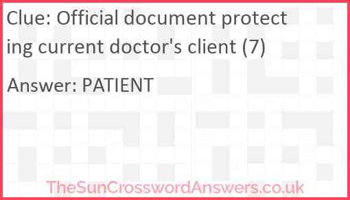 Official document protecting current doctor's client (7) Answer