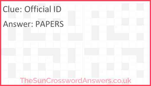 Official ID crossword clue TheSunCrosswordAnswers co uk