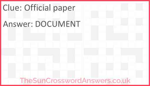 Official paper Answer