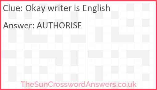 Okay writer is English Answer