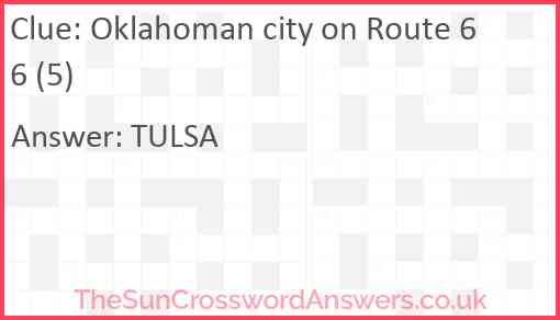 Oklahoman city on Route 66 (5) Answer