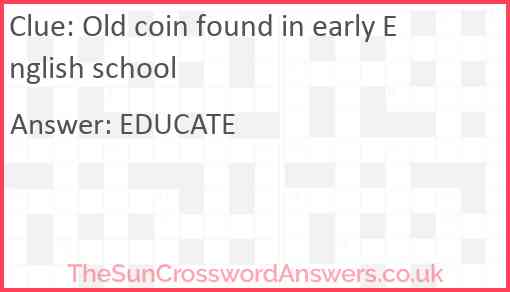 Old coin found in early English school Answer