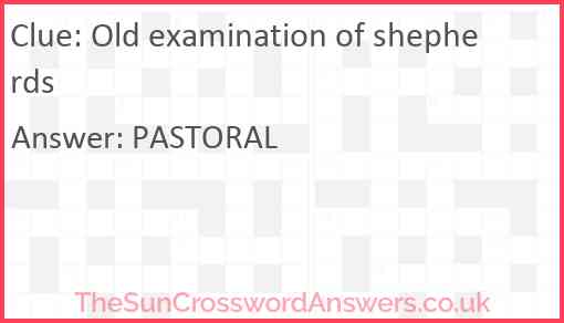 Old examination of shepherds Answer