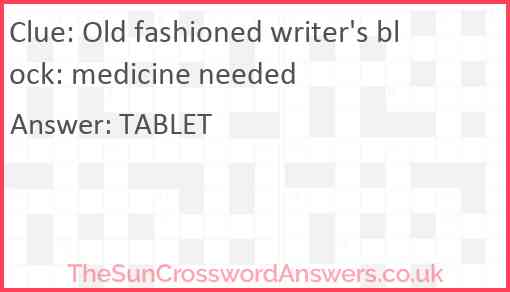 Old fashioned writer's block: medicine needed Answer