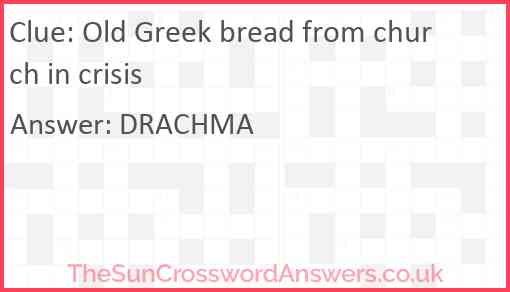 Old Greek bread from church in crisis Answer