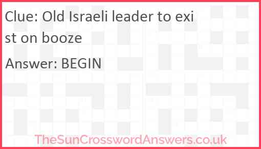 Old Israeli leader to exist on booze Answer